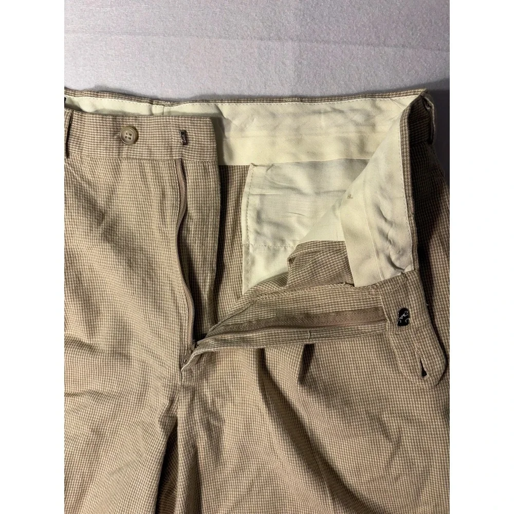Polo Ralph Lauren Mens Houndstooth Pleated Shorts Tan Side Cinch Made in USA